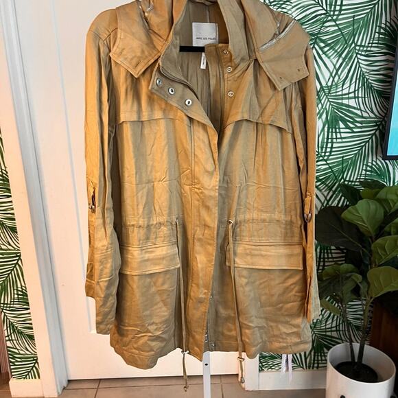 NWT Avec Les Filles Hooded Lyocell Utility Anorak Lemongrass Large $180 - Picture 7 of 10